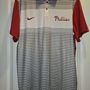 Nike Phillies Red and Gray Men's Shirt